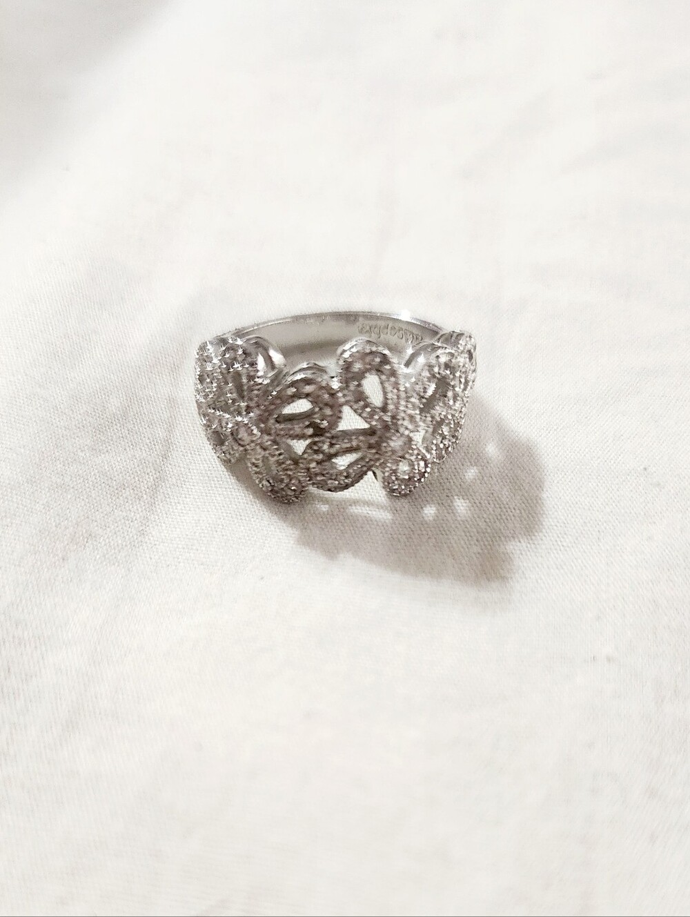 Lia Sophia Silver Filigree Diamond Accent Ring - Silver
